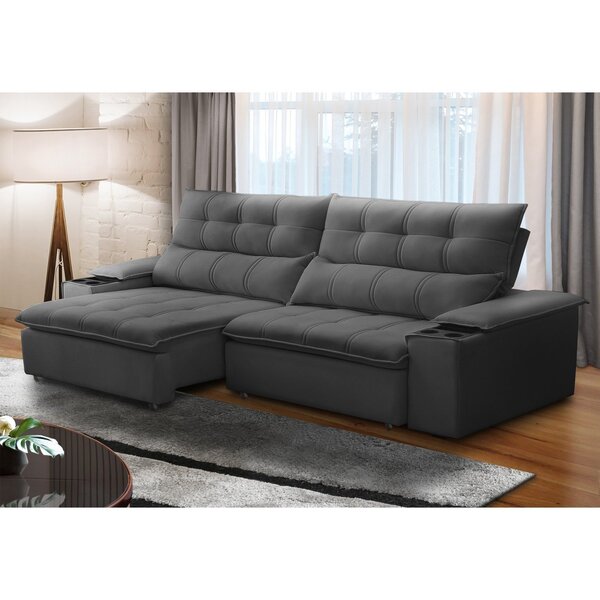 Sofá Retrátil E Reclinável 3 Lugares 230cm Com Porta Copos E