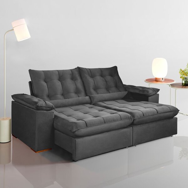 Sofá Retrátil E Reclinável 3 Lugares 230cm Dubai Cinza