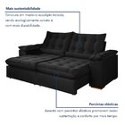 Sofá Retrátil E Reclinável 3 Lugares 230cm Dubai Preto