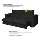 Sofá Retrátil E Reclinável 3 Lugares 230cm Italia Preto