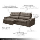 Sofá Retrátil E Reclinável 3 Lugares 230cm Robem Porta Copos