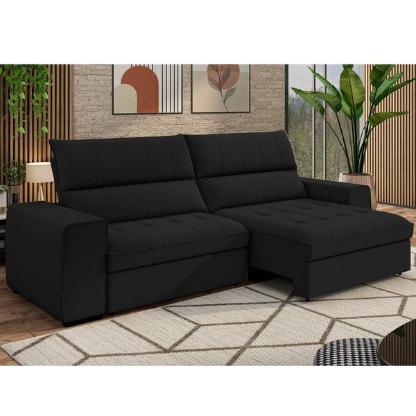 Sofá Retrátil E Reclinável 3 Lugares 235cm Barcelona Preto