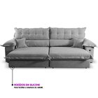 Sofá Retrátil E Reclinável 3 Lugares 240cm Boucle Ravena Cinza