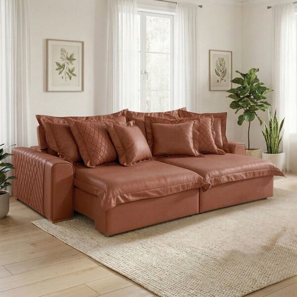 Sofá Retrátil E Reclinável 3 Lugares 250cm Corino Zeus Yescas