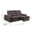 Sofá Retrátil E Reclinável 3 Lugares 250cm Fortaleza Pillow 1