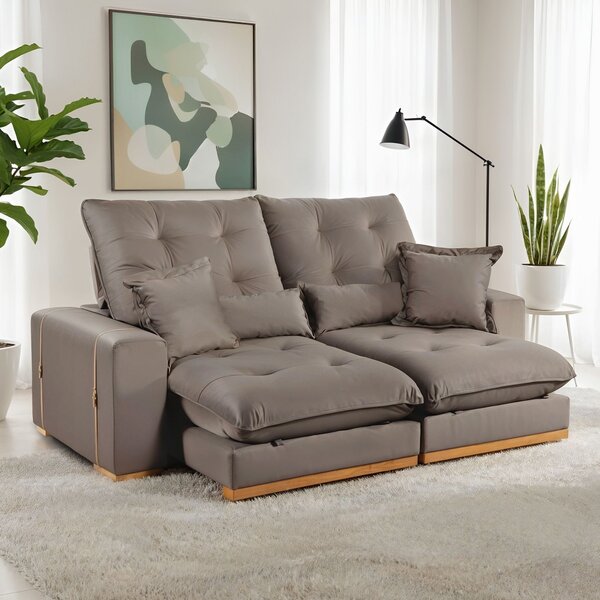 Sofá Retrátil E Reclinável 3 Lugares 250cm Kioto Bege