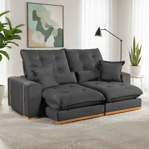 Sofá Retrátil E Reclinável 3 Lugares 250cm Kioto Cinza