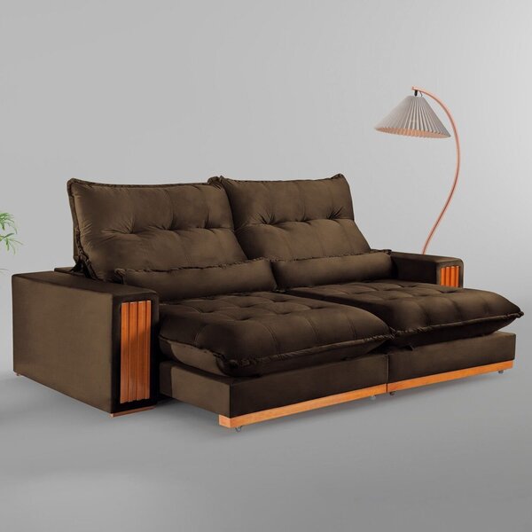 Sofá Retrátil E Reclinável 3 Lugares 250cm Santorini Marrom