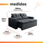 Sofá Retrátil E Reclinável 3 Lugares 2m Veludo Damasco