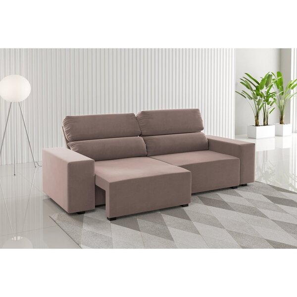 Sofá Retrátil E Reclinável 3 Lugares 2m Veludo Lion Rosa