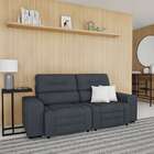 Sofá Retrátil E Reclinável 3 Lugares Bernadete Suede Grafite