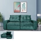 Sofá Retrátil E Reclinável 3 Lugares Com Baú  Verde