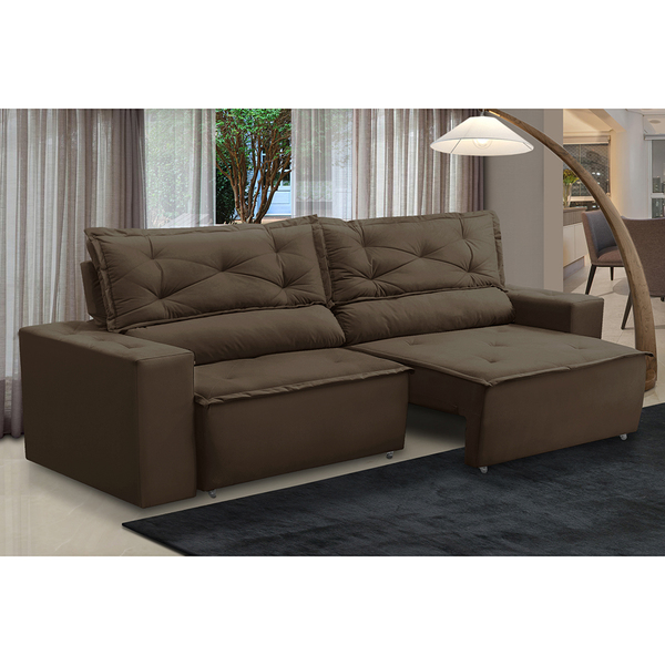 Sofá Retrátil E Reclinável 3 Lugares Com Molas 1,80m Laura Su