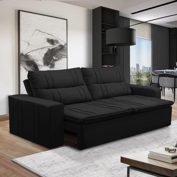 Sofá Retrátil E Reclinável 3 Lugares Com Molas 2,00m Elisa Su