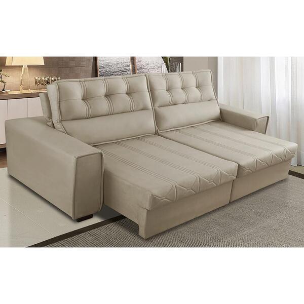 Sofá Retrátil E Reclinável 3 Lugares Com Molas 2,10m Josi Sue