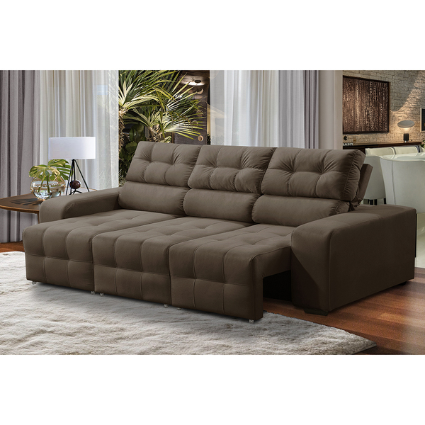 Sofá Retrátil E Reclinável 3 Lugares Com Molas 2,25m Bella Su