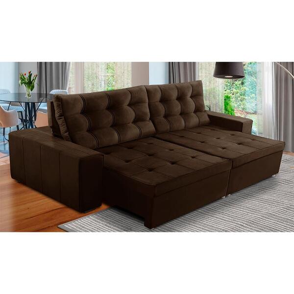 Sofá Retrátil E Reclinável 3 Lugares Com Molas 2,30m Duda Sue