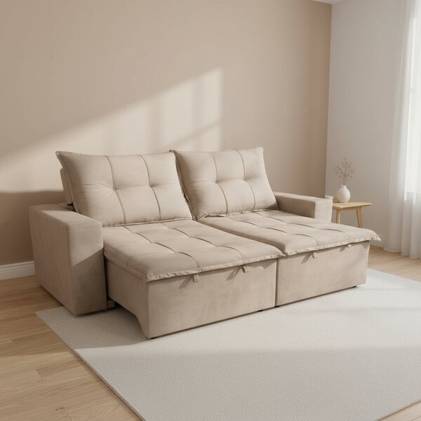 Sofá Retrátil E Reclinável 3 Lugares Com Molas 200cm Safira V