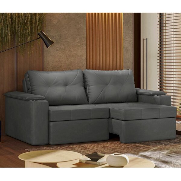 Sofá Retrátil E Reclinável 3 Lugares Com Porta Copos 230cm To