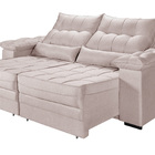 Sofá Retrátil E Reclinavel 3 Lugares Em Linho Braços Almofada