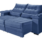 Sofá Retrátil E Reclinavel 3 Lugares Em Linho Braços Almofada