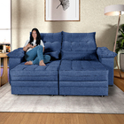 Sofá Retrátil E Reclinavel 3 Lugares Em Linho Braços Almofada