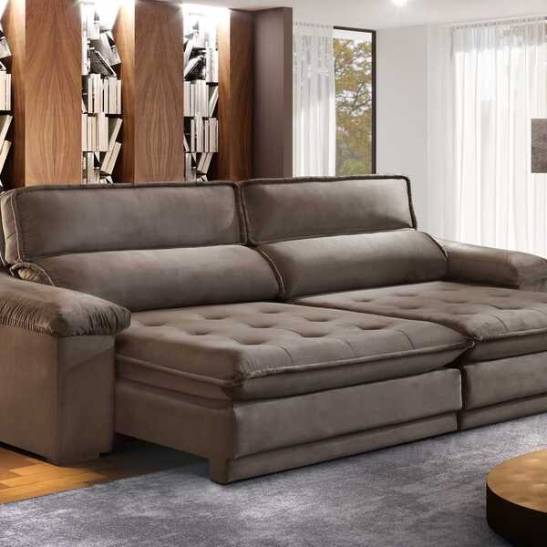 Sofá Retrátil E Reclinável 3 Lugares Esplendor Veludo Cacau