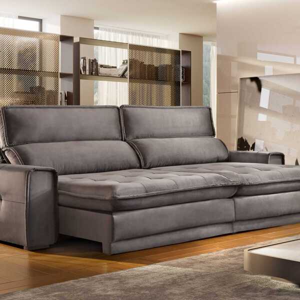 Sofá Retrátil E Reclinável 3 Lugares Fascínio  Veludo Avelã V