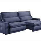 Sofá Retrátil E Reclinável 3 Lugares Fascínio  Veludo Azul Ma