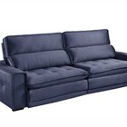 Sofá Retrátil E Reclinável 3 Lugares Fascínio  Veludo Azul Ma