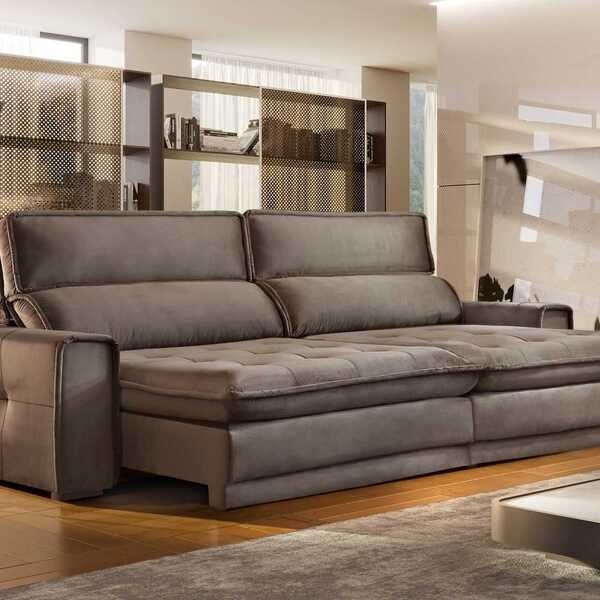 Sofá Retrátil E Reclinável 3 Lugares Fascínio  Veludo Cacau V