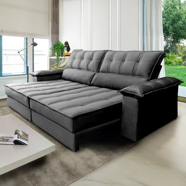 Sofá Retrátil E Reclinável 3 Lugares Ferrara Platinum Grafite