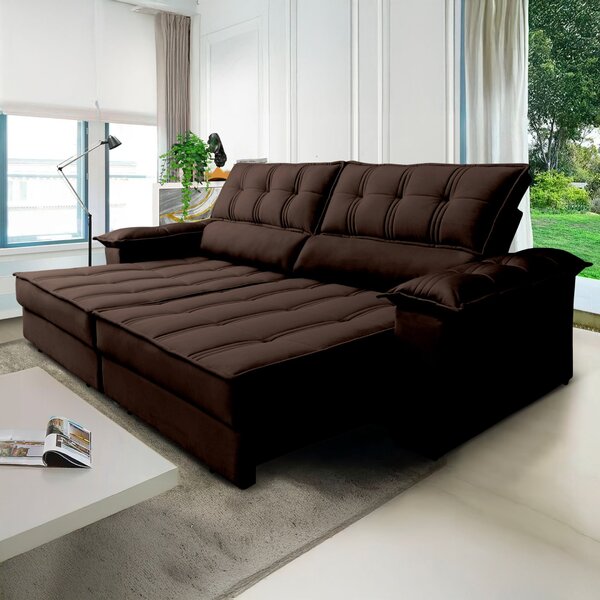 Sofá Retrátil E Reclinável 3 Lugares Ferrara Platinum Marrom