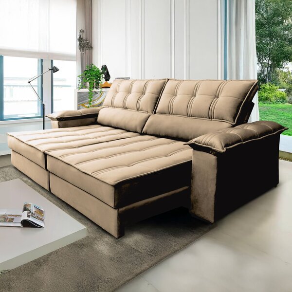 Sofá Retrátil E Reclinável 3 Lugares Ferrara Platinum Tabaco