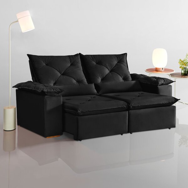 Sofá Retrátil E Reclinável 3 Lugares Grécia K52 Preto