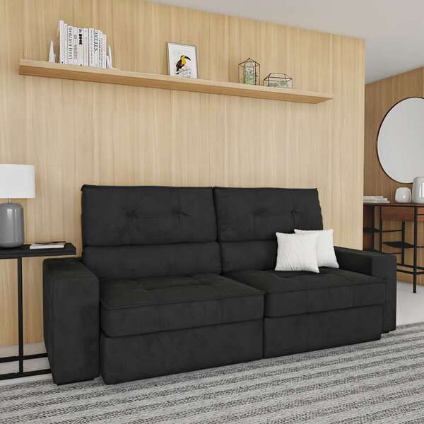 Sofá Retrátil E Reclinável 3 Lugares Karl Suede Cinza