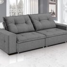 Sofá Retrátil E Reclinável 3 Lugares Linho Aquarius 200cm Gra