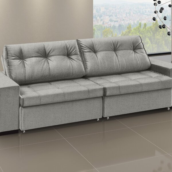 Sofá Retrátil E Reclinável 3 Lugares Linho Orion 200cm Cinza