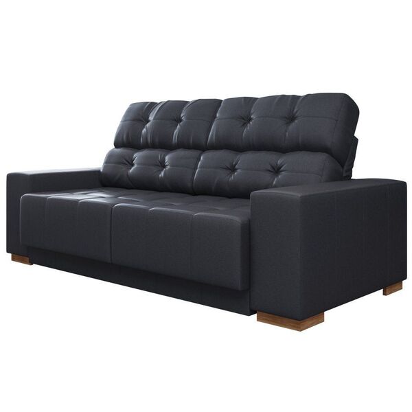 Sofá Retrátil E Reclinável 3 Lugares Lisboa 230cm Couro Preto