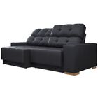 Sofá Retrátil E Reclinável 3 Lugares Lisboa 230cm Couro Preto