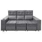 Sófa Retrátil E Reclinável 3 Lugares Londres 2.10 Suede Cinza