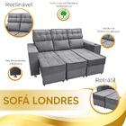 Sófa Retrátil E Reclinável 3 Lugares Londres 2.10 Suede - Sho