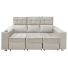 Sófa Retrátil E Reclinável 3 Lugares Londres 2.10 Veludo Bege