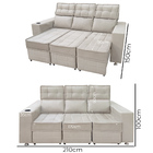 Sófa Retrátil E Reclinável 3 Lugares Londres 2.10 Veludo Bege