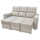 Sofá Retrátil E Reclinável 3 Lugares Londres 2.10 Veludo Bege