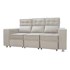 Sofá Retrátil E Reclinável 3 Lugares Londres 2.10 Veludo Bege