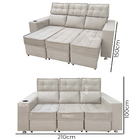 Sofá Retrátil E Reclinável 3 Lugares Londres 2.10 Veludo Bege