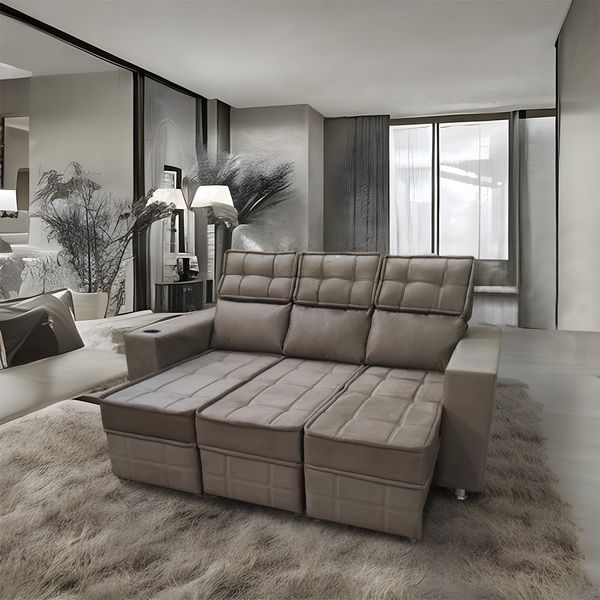 Sófa Retrátil E Reclinável 3 Lugares Londres 2.10 Veludo Marr