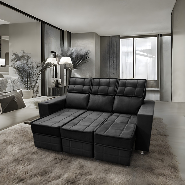 Sófa Retrátil E Reclinável 3 Lugares Londres 2.10 Veludo - Vs