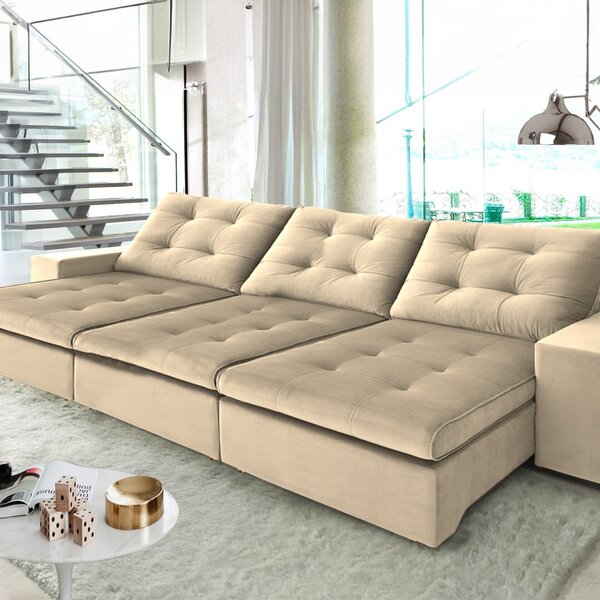 Sofá Retrátil E Reclinável 3 Lugares Mahal Yescasa Bege